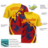 Custom Yellow Red 3D Pattern Design Spain Splash Sport Wear Performance T-Shirt