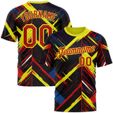 Custom Black Red Light Yellow-Blue 3D Pattern Design Germany Sport Wear Performance T-Shirt