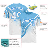 Custom Blue White-Powder Blue 3D Pattern Design Argentina Sport Wear Performance T-Shirt