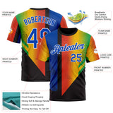 Custom Black Thunder Blue Red Yellow-Green 3D Pattern Design Gradient Africa Sport Wear Performance T-Shirt