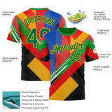 Custom Red Kelly Green Yellow Blue-Black 3D Pattern Design Africa Geometric Shape Sport Wear Performance T-Shirt