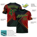 Custom Black Green Red-Old Gold 3D Pattern Design Germany Meixico Sport Wear Performance T-Shirt