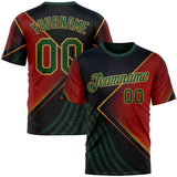 Custom Black Green Red-Old Gold 3D Pattern Design Germany Meixico Sport Wear Performance T-Shirt