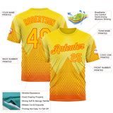 Custom Yellow Orange 3D Pattern Design Spain Sport Wear Performance T-Shirt