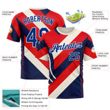 Custom Cream Royal Red Blue-White 3D Pattern Design USA Inspired America Sport Wear Performance T-Shirt