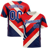 Custom Cream Royal Red Blue-White 3D Pattern Design USA Inspired America Sport Wear Performance T-Shirt
