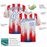 Custom White Red-Royal 3D Pattern Design USA Inspired America Sport Wear Performance T-Shirt
