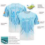 Custom Blue Sky Blue-White 3D Pattern Design Argentina Stripe Sport Wear Performance T-Shirt
