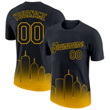 Custom Black Gold 3D Boston City Edition Fade Fashion Performance T-Shirt