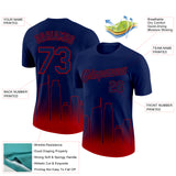 Custom Navy Red 3D Los Angeles City Edition Fade Fashion Performance T-Shirt