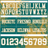 Custom Teal White-Old Gold 3D Pattern Abstract Brush Stroke Authentic Football Jersey