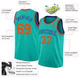 Custom Aqua Orange-Purple Authentic Basketball Jersey