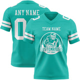 Custom Aqua White Mesh Authentic Football Jersey