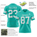 Custom Aqua White Mesh Authentic Football Jersey