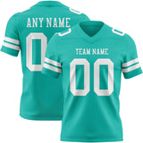 Custom Aqua White Mesh Authentic Football Jersey