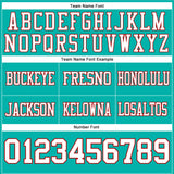 Custom Aqua White-Red Mesh Authentic Football Jersey