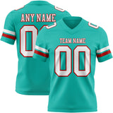 Custom Aqua White-Red Mesh Authentic Football Jersey