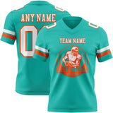 Custom Aqua White-Orange Mesh Authentic Football Jersey