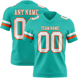 Custom Aqua White-Orange Mesh Authentic Football Jersey