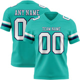 Custom Aqua White-Navy Mesh Authentic Football Jersey