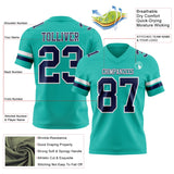 Custom Aqua Navy-White Mesh Authentic Football Jersey