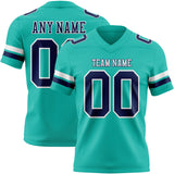 Custom Aqua Navy-White Mesh Authentic Football Jersey