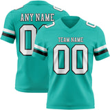 Custom Aqua White-Black Mesh Authentic Football Jersey