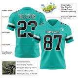 Custom Aqua Black-White Mesh Authentic Football Jersey
