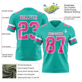 Custom Aqua Pink-White Mesh Authentic Football Jersey