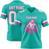 Custom Aqua White-Pink Mesh Authentic Football Jersey