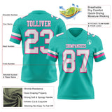 Custom Aqua White-Pink Mesh Authentic Football Jersey