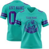 Custom Aqua Purple Mesh Authentic Football Jersey