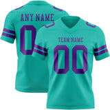 Custom Aqua Purple Mesh Authentic Football Jersey