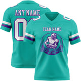 Custom Aqua White-Purple Mesh Authentic Football Jersey