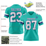 Custom Aqua White-Purple Mesh Authentic Football Jersey