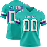 Custom Aqua White-Purple Mesh Authentic Football Jersey