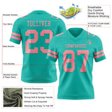 Custom Aqua Medium Pink Mesh Authentic Football Jersey