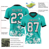 Custom Aqua White-Black Splash Mesh Authentic Football Jersey