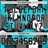 Custom Aqua Black-White Geometric Shape Round Neck Sublimation Basketball Suit Jersey