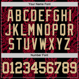 Custom Black Vegas Gold-Red Abstract Shape Round Neck Sublimation Basketball Suit Jersey