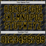 Custom Black Yellow Slant Lines Round Neck Sublimation Basketball Suit Jersey
