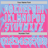 Custom Pink Light Blue-White Abstract Sharp Shape Fragment Art Round Neck Sublimation Basketball Suit Jersey