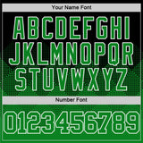 Custom Black Grass Green-White Gradient Square Shapes Round Neck Sublimation Basketball Suit Jersey
