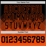 Custom Black Orange Gradient Square Shapes Round Neck Sublimation Basketball Suit Jersey