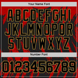 Custom Black Red-Old Gold Splash Round Neck Sublimation Basketball Suit Jersey