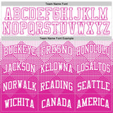Custom White Deep Pink Gradient Square Shapes Round Neck Sublimation Basketball Suit Jersey