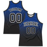 Custom Royal Black-White Fade Fashion Round Neck Sublimation Basketball Suit Jersey