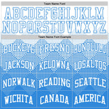 Custom White Powder Blue Gradient Square Shapes Round Neck Sublimation Basketball Suit Jersey