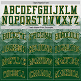 Custom White Green-Old Gold Gradient Square Shapes Round Neck Sublimation Basketball Suit Jersey