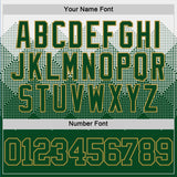 Custom White Green-Old Gold Gradient Square Shapes Round Neck Sublimation Basketball Suit Jersey